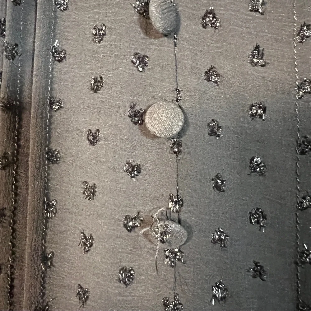 MODCLOTH Sparkling Black Fit & Flare Dress. Bodice has pleats, chocker, Size L - Picture 7 of 12